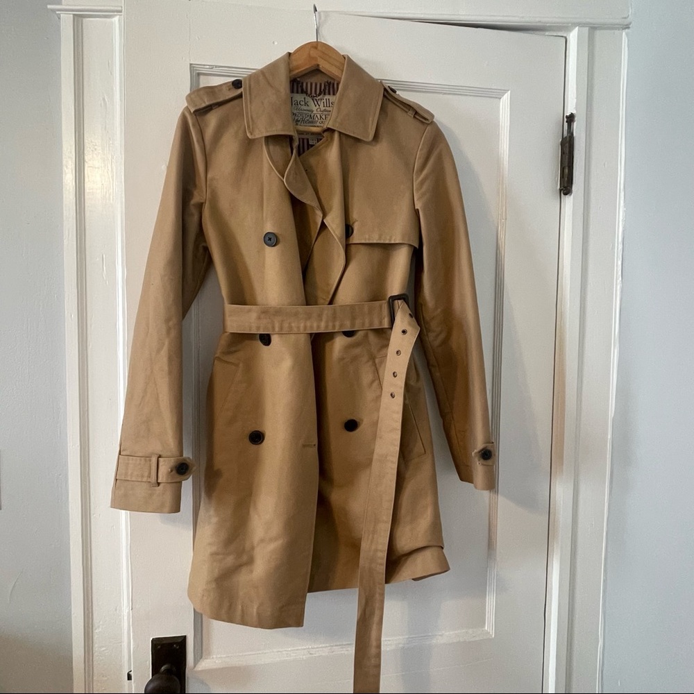 JACK WILLS Women's Belted Trench Coat, Tan Size 4